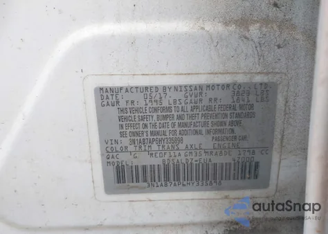 2017 Nissan Sentra Sv z USA, uszkodzony, nr VIN 3N1AB7AP6HY335898